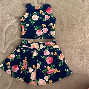 Floral Skirt and Crop Top Set